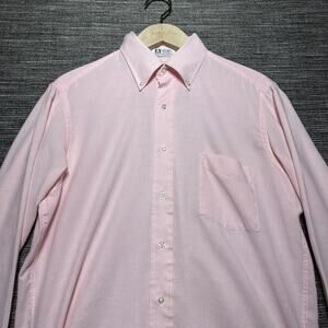 Bullock's Shirt Mens 16 Pink Long Sleeve Button Natrual Blend Single Needle 80's